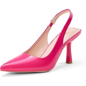 🆕Women's Fuchsia Slingback Kitten Heel Pointed Closed Toe Stiletto Pumps Slip